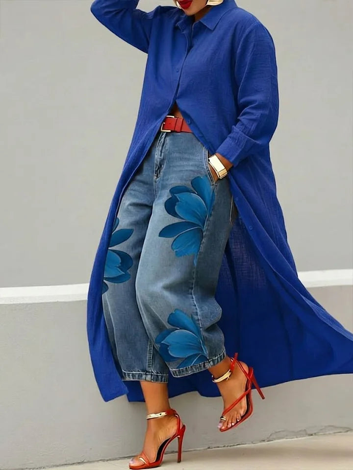Margot™ | Shirt Dress and Floral Jeans