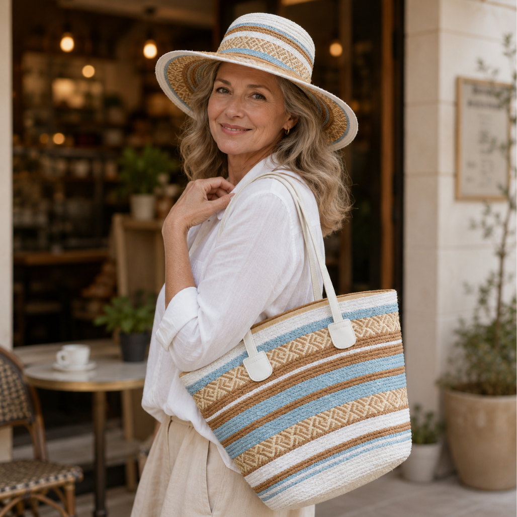 Zola™ | Striped Tote & Sun Hat Set