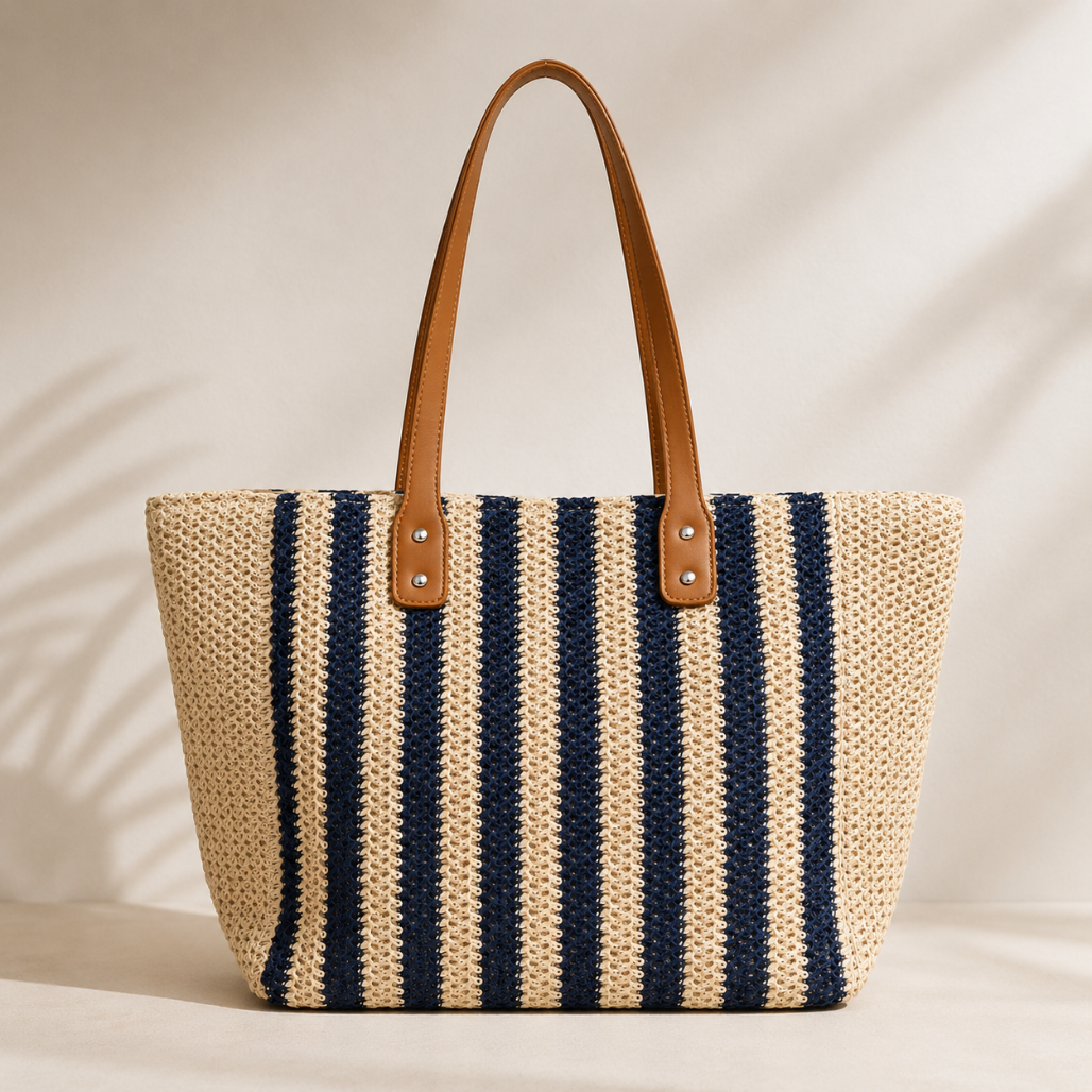 Ada™ | Striped Woven Shoulder Tote