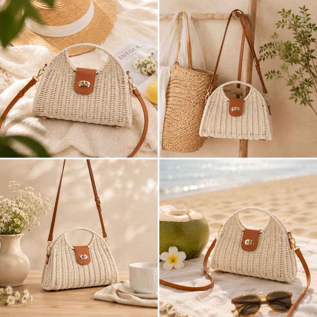 Pearl™ | Woven Straw Crossbody Bag