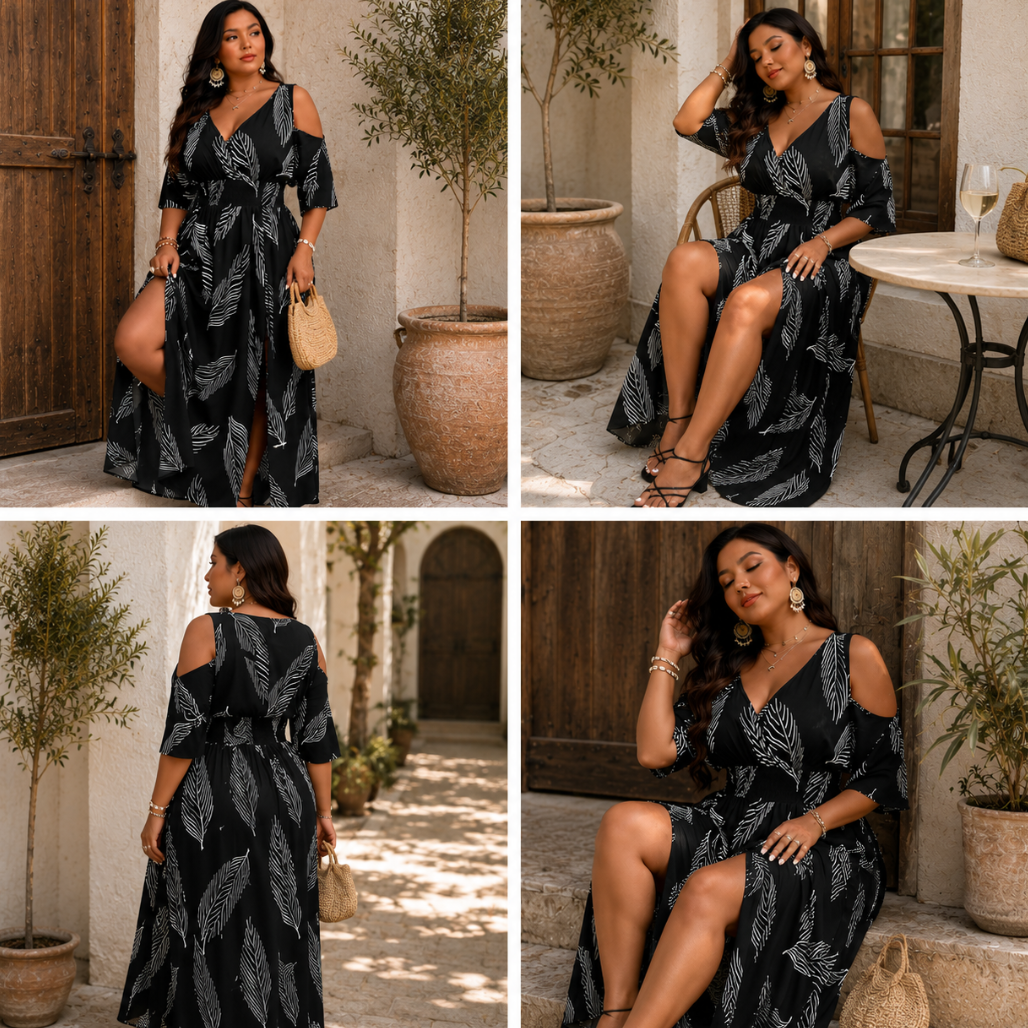 Paloma™ | Boho Print Cold Shoulder Dress
