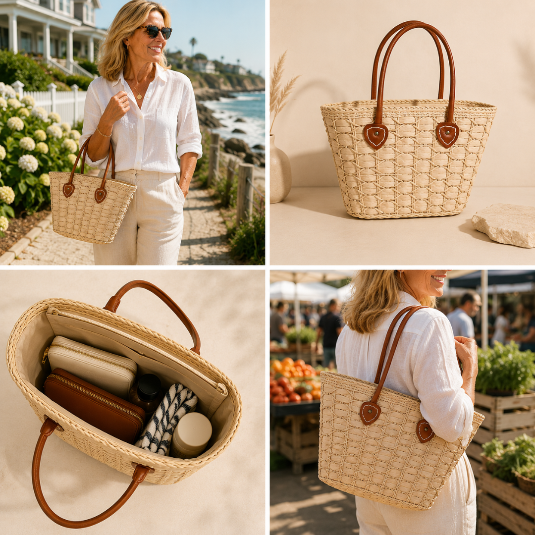 Dot™ | Structured Straw Basket Bag