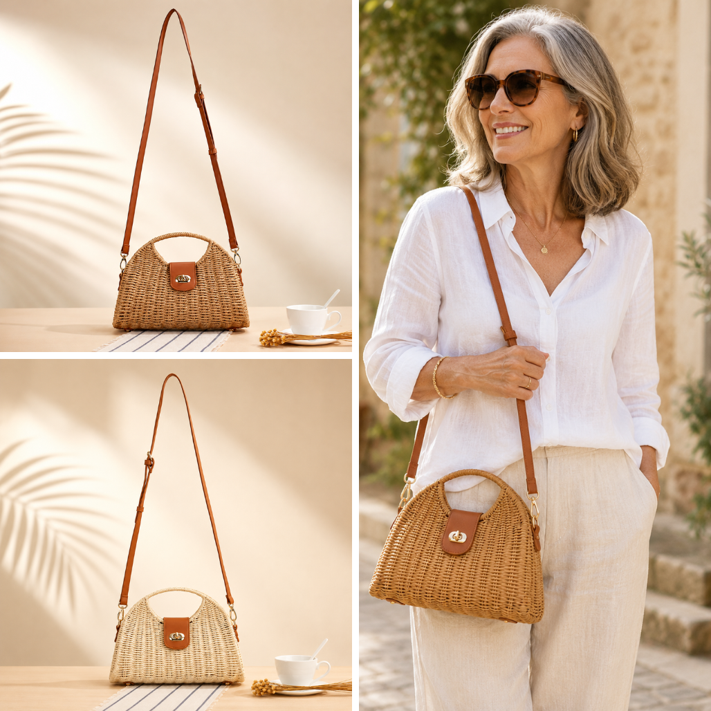 Pearl™ | Woven Straw Crossbody Bag