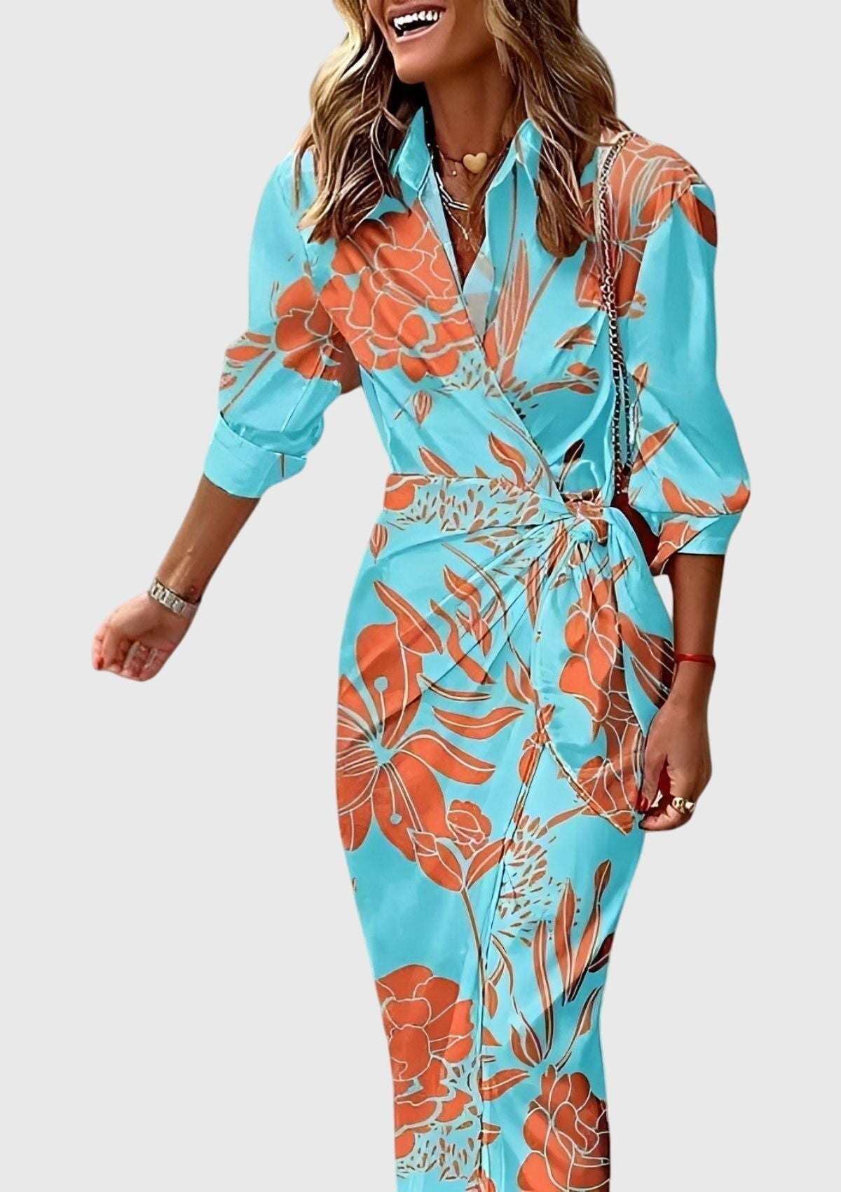 Celeste | Elegant Wrap Dress With Print