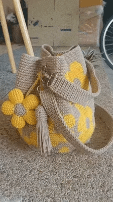 Rosemarie™ | Handmade Crocheted Flower Bucket Bag