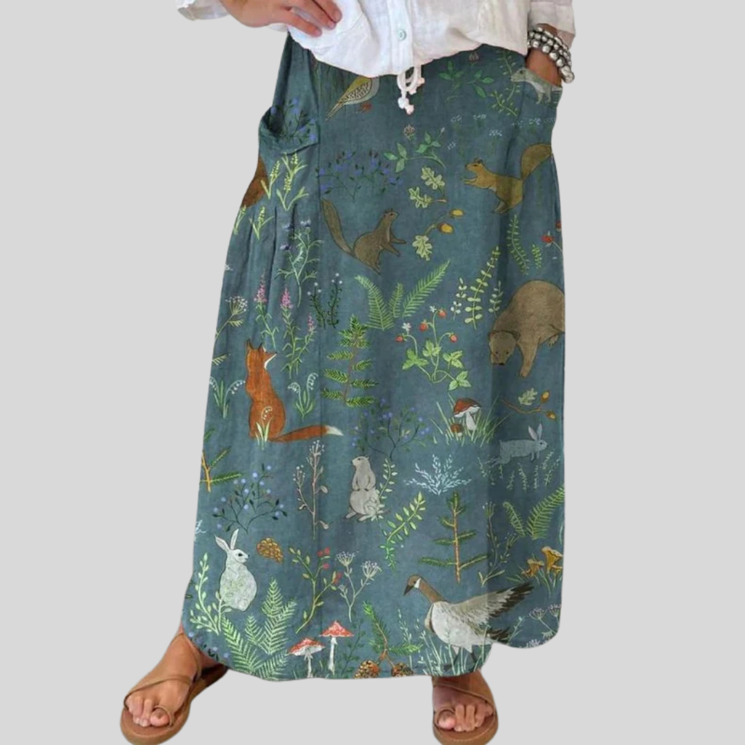 Matilda™ | Floral Animals Pocket Skirt