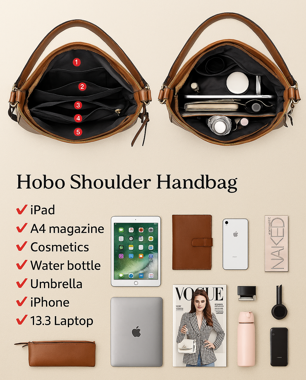 Rosalie™ | Luxury Hobo Anti-Theft Handbag