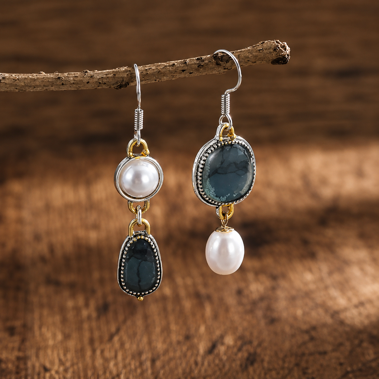 The Cecile | Vintage Pearl & Stone Earrings