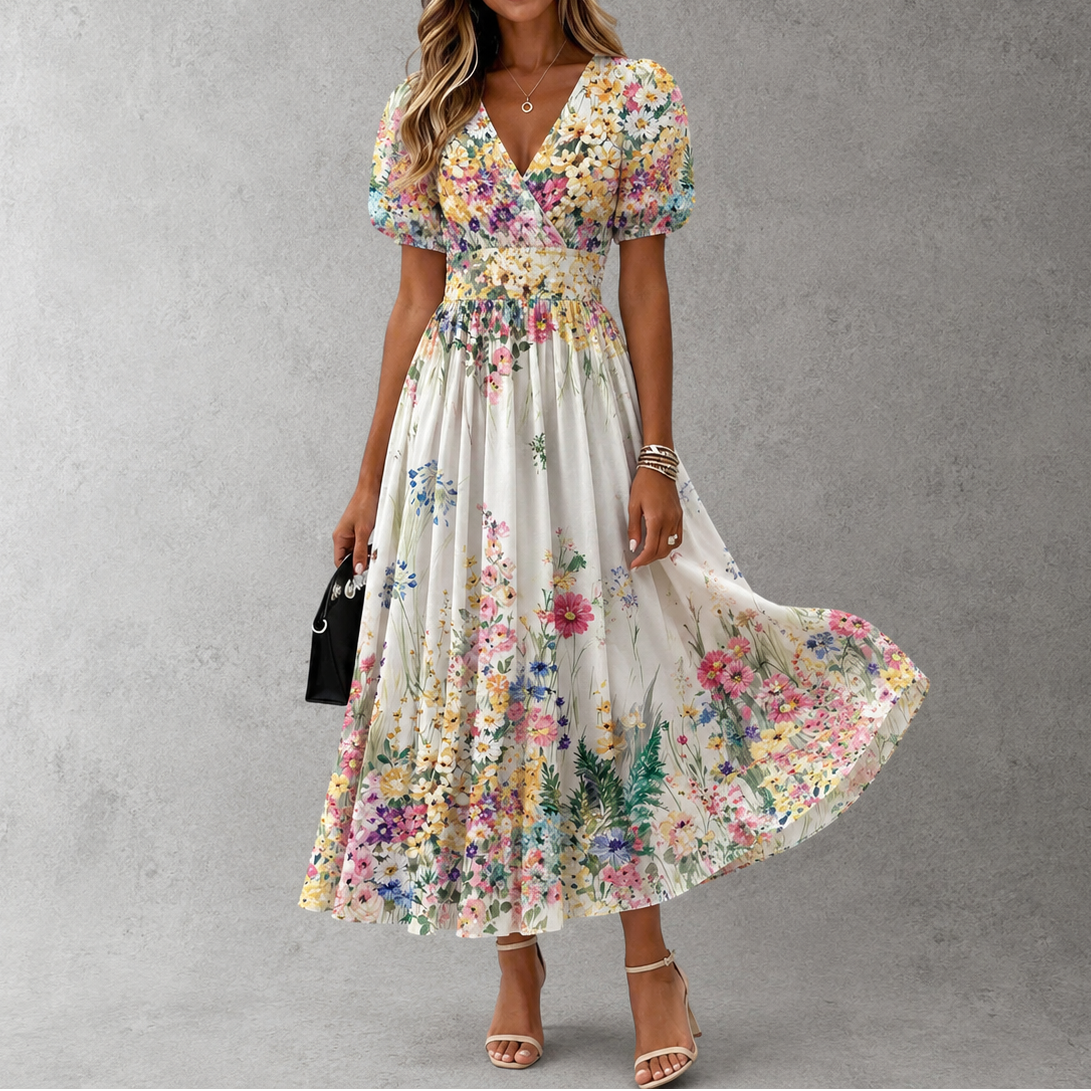 Tanya™ | Short Sleeve Floral Maxi Dress