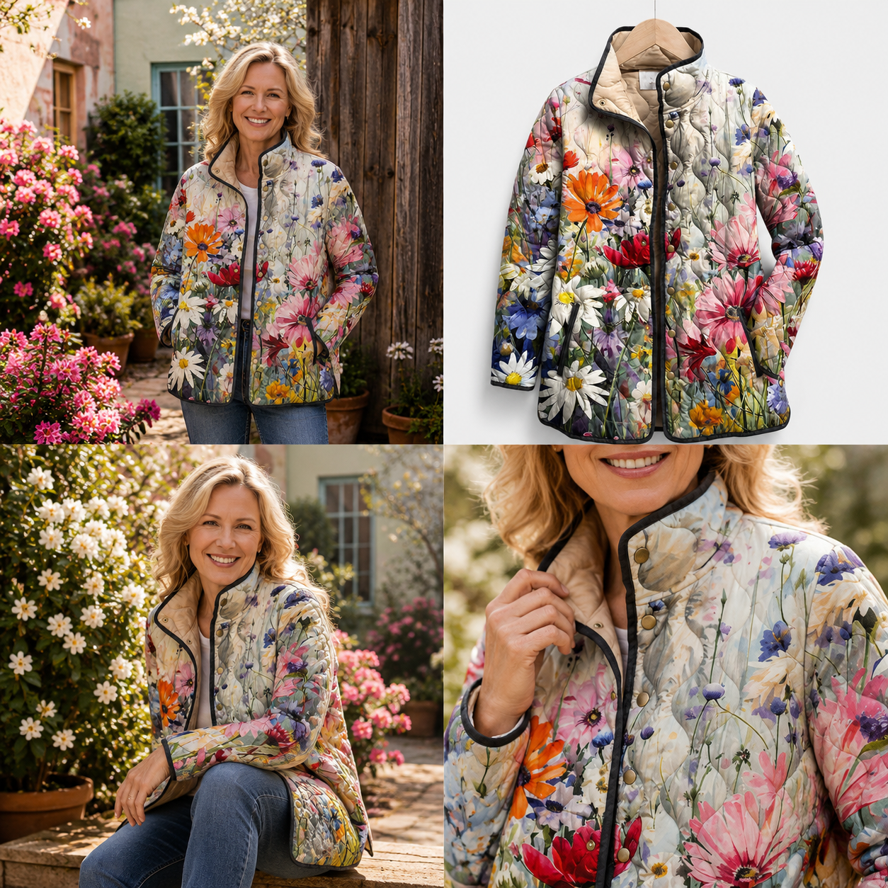 Kaia | Charming Vintage Floral Print Quilted Jacket