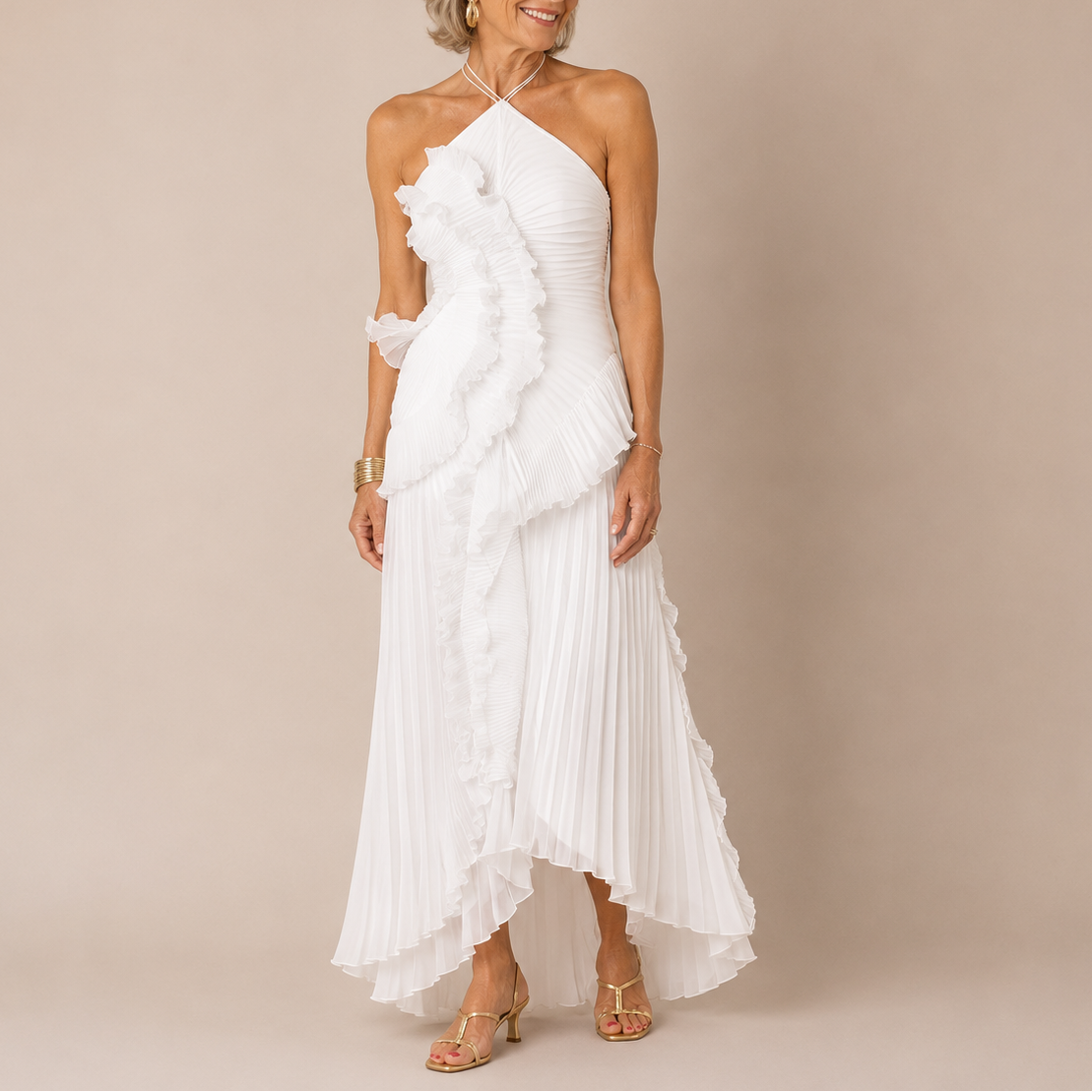 The Aurora™ | Pleated Halter Maxi Dress