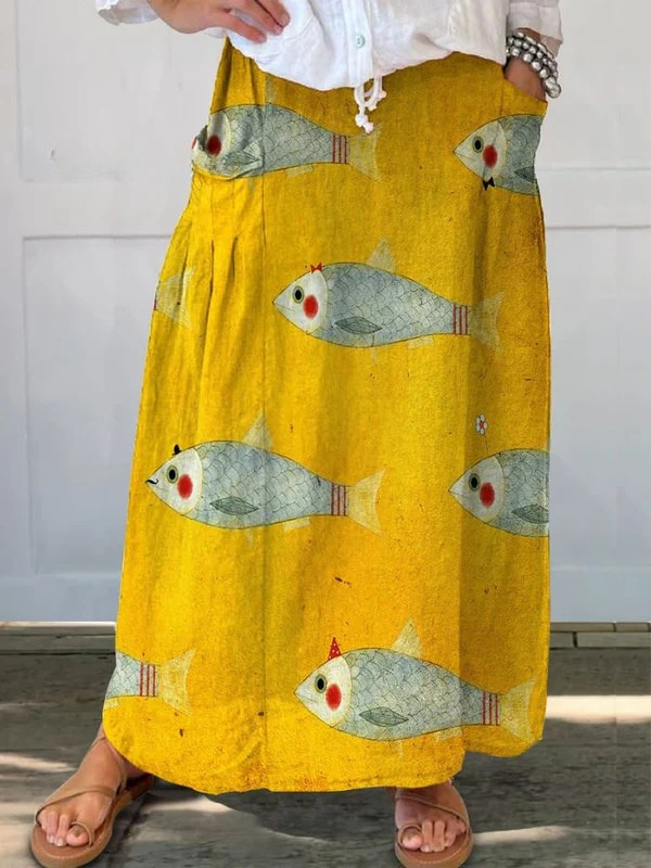 Marisol™ | Fish Art Pocket Skirt