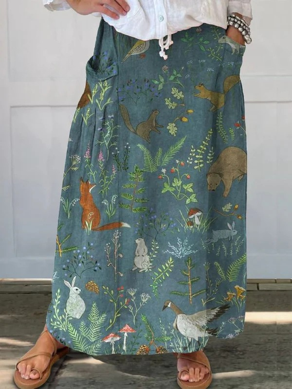 Matilda™ | Floral Animals Pocket Skirt