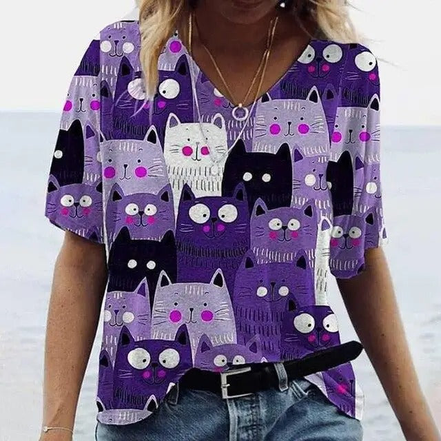 Mabel™ | The Playful Cat Print Tee