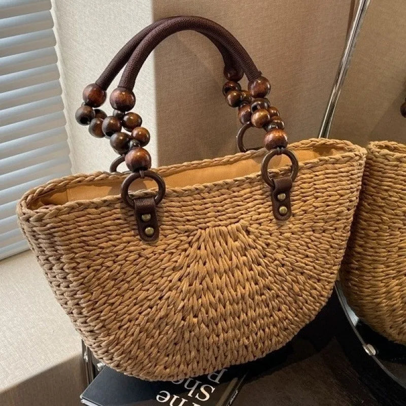 Greta™ | Wooden Bead Handle Tote