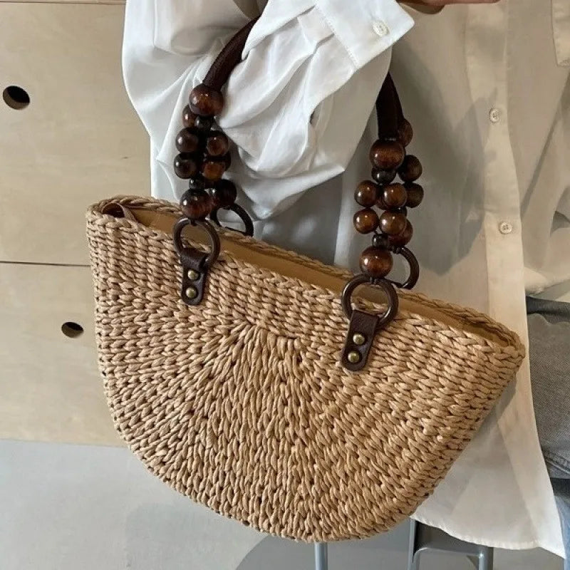 Greta™ | Wooden Bead Handle Tote