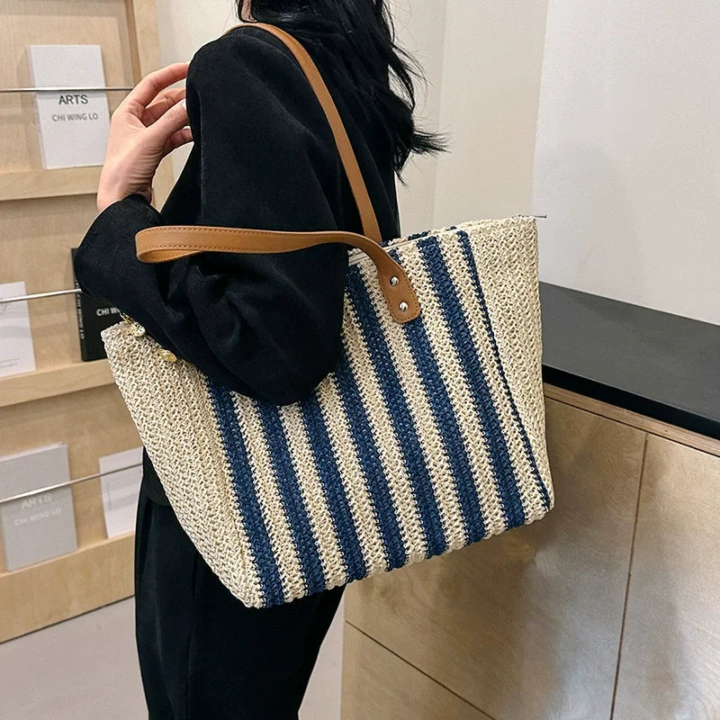 Ada™ | Striped Woven Shoulder Tote