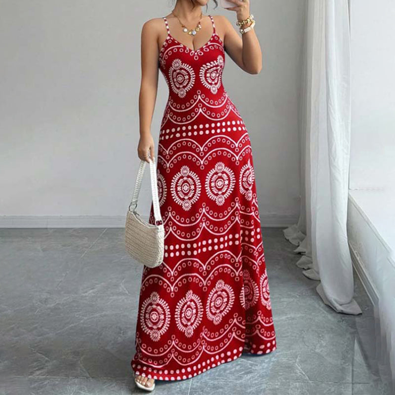 Jemima™ | Flattering Boho Print Maxi Dress