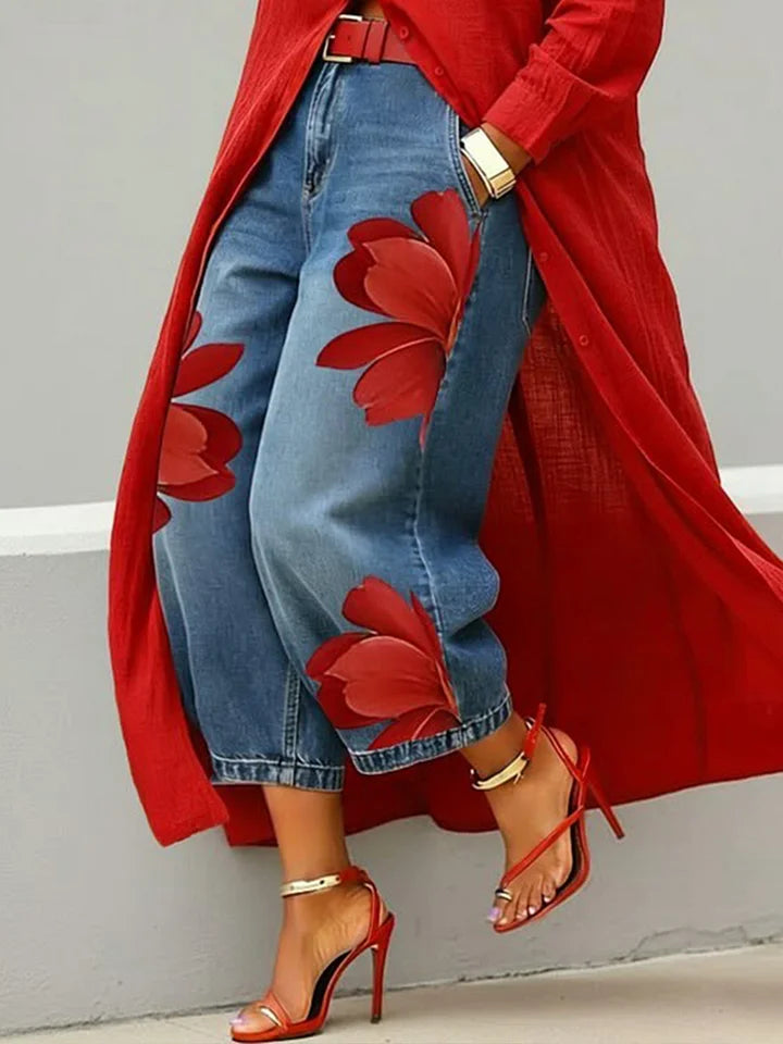Margot™ | Shirt Dress and Floral Jeans