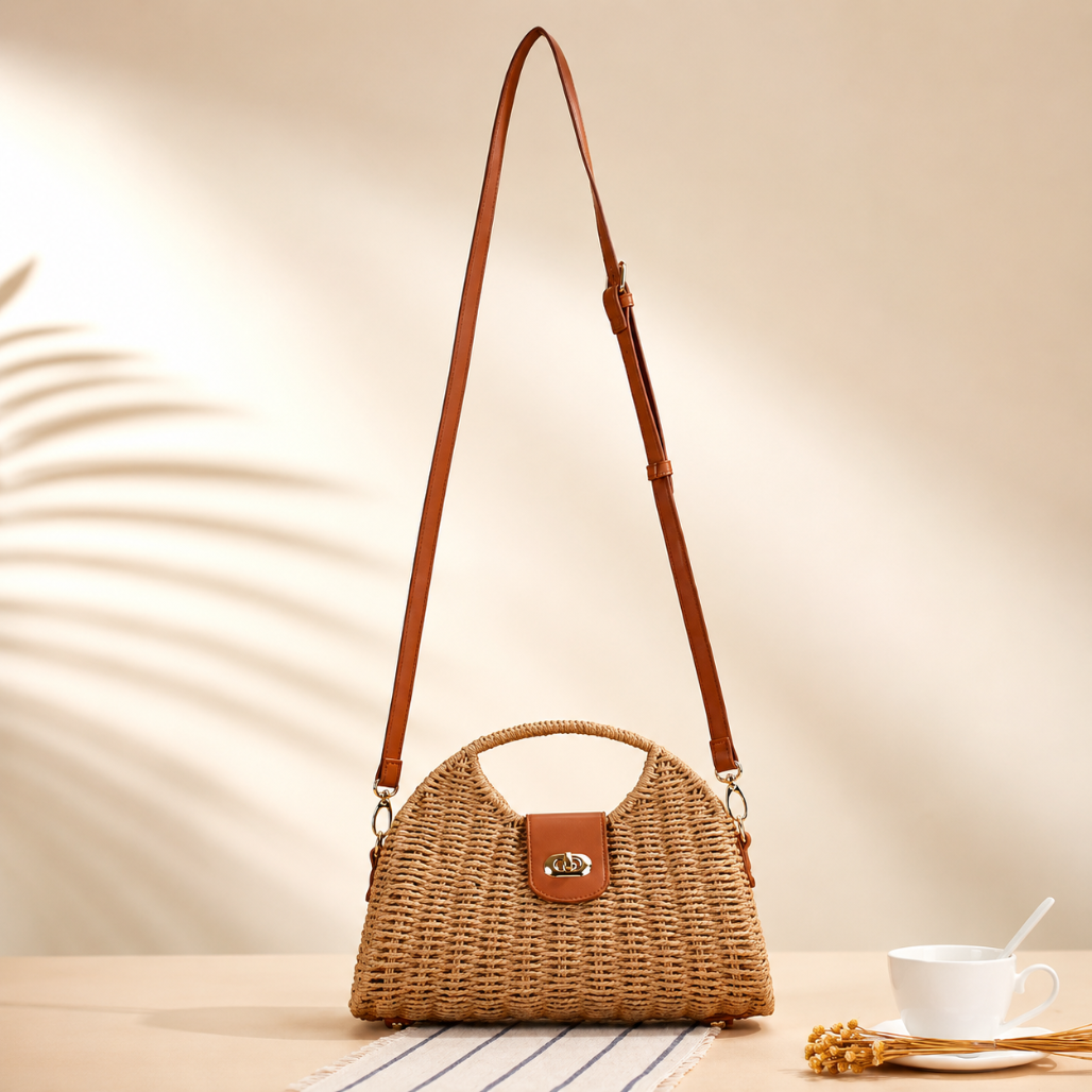 Pearl™ | Woven Straw Crossbody Bag