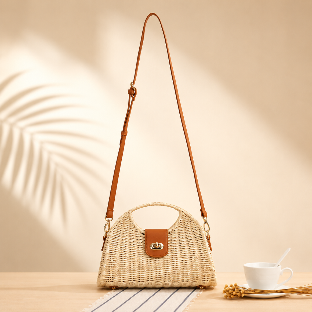 Pearl™ | Woven Straw Crossbody Bag
