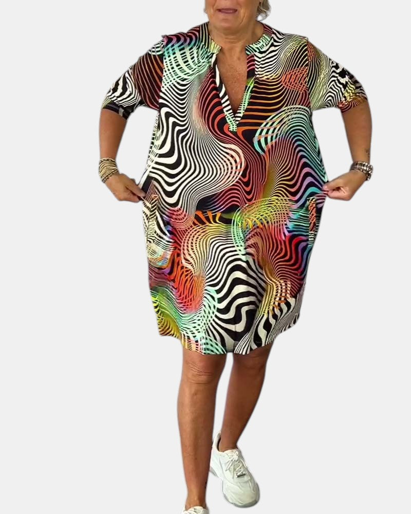 Vivienne™ | Colorful V-neck Dress