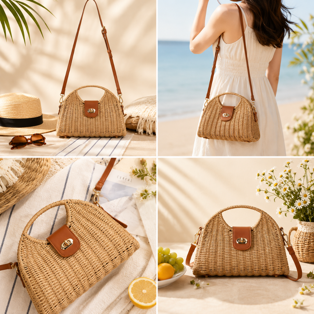 Pearl™ | Woven Straw Crossbody Bag