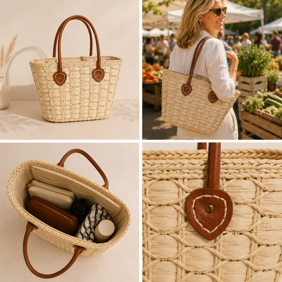 Dot™ | Structured Straw Basket Bag