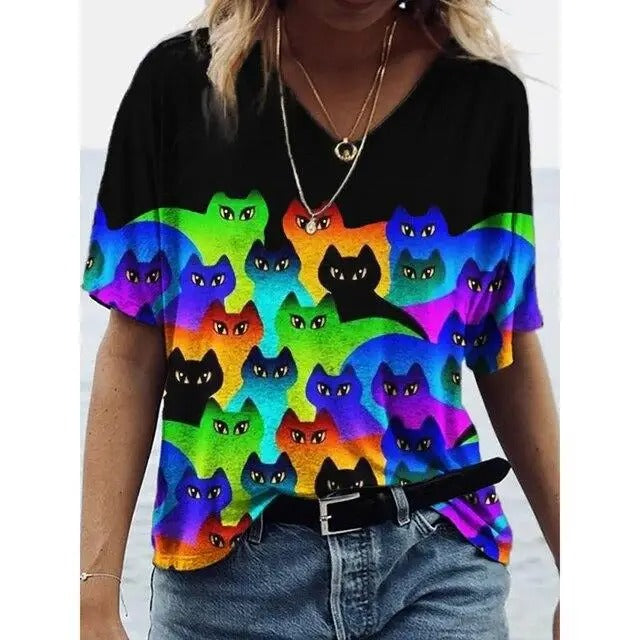 Mabel™ | The Playful Cat Print Tee