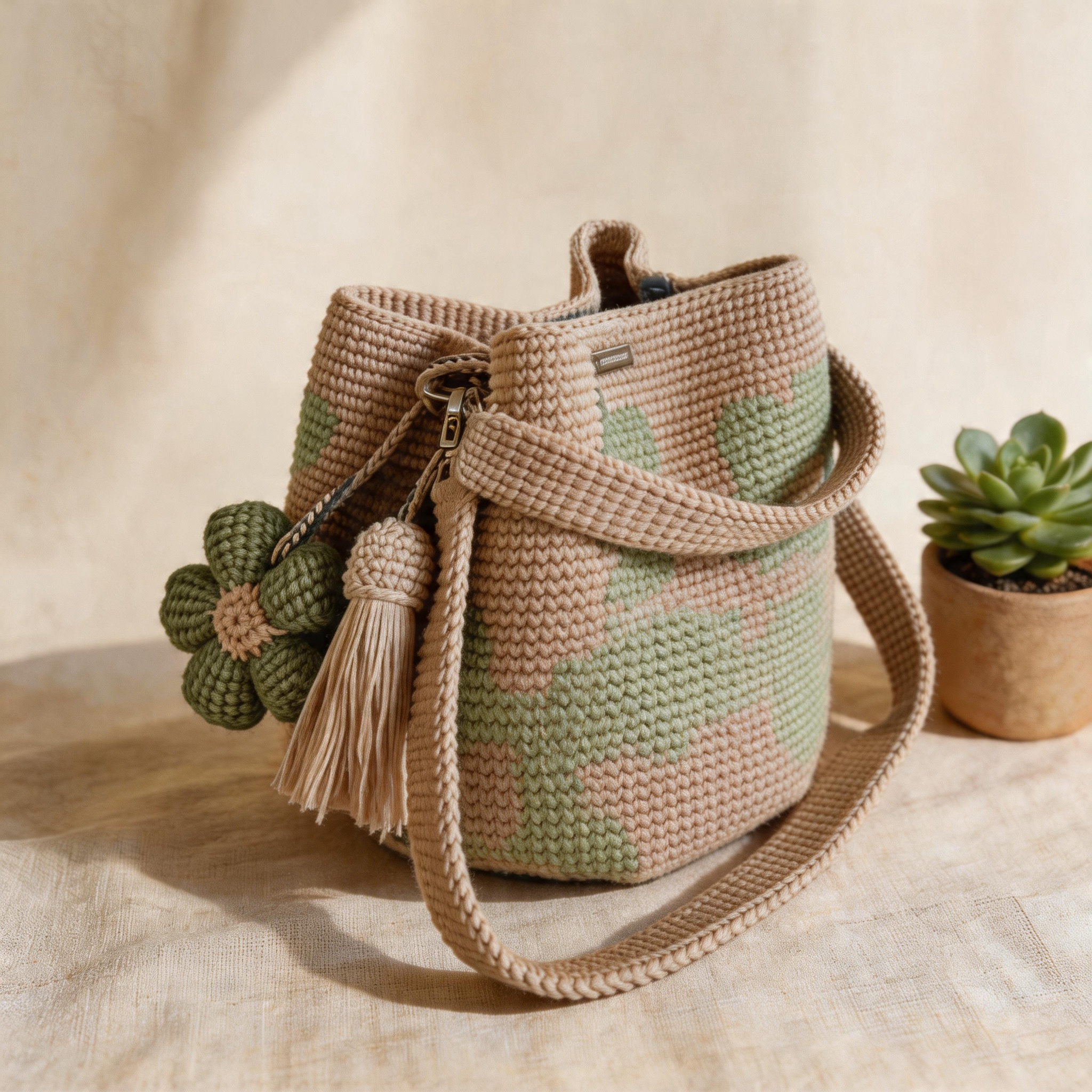 Rosemarie™ | Handmade Crocheted Flower Bucket Bag