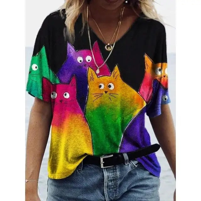 Mabel™ | The Playful Cat Print Tee