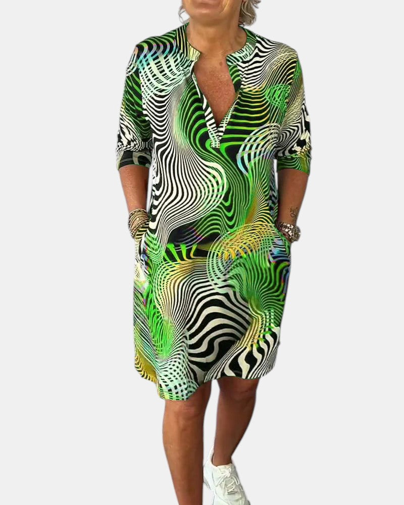 Vivienne™ | Colorful V-neck Dress
