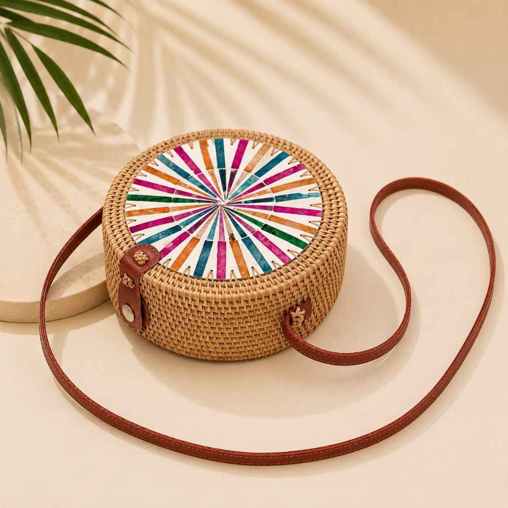 Bette™ | Embroidered Round Crossbody Bag