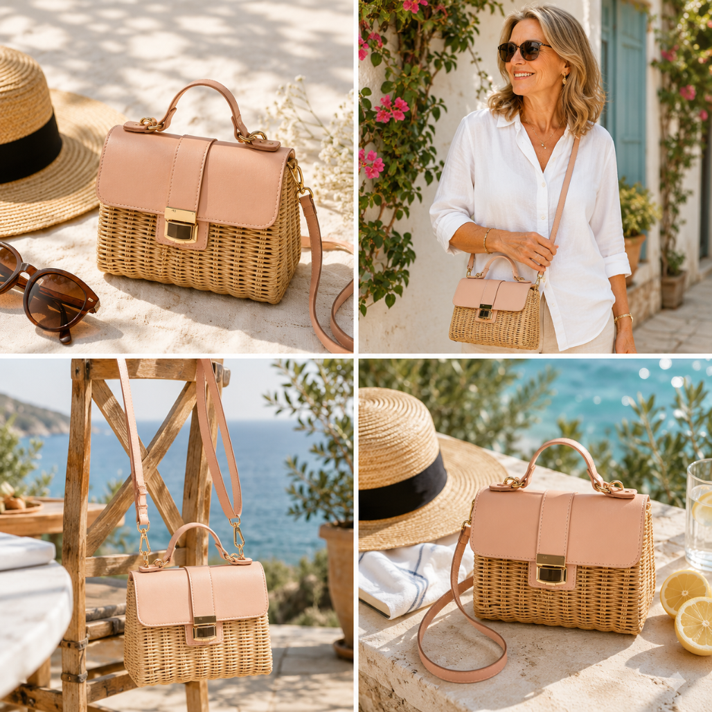Frances™ | Woven Wicker Clutch Bag