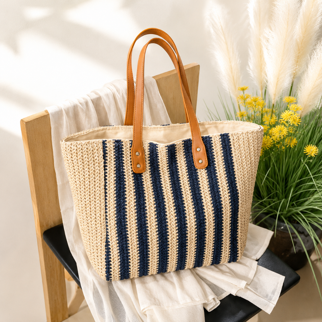Ada™ | Striped Woven Shoulder Tote