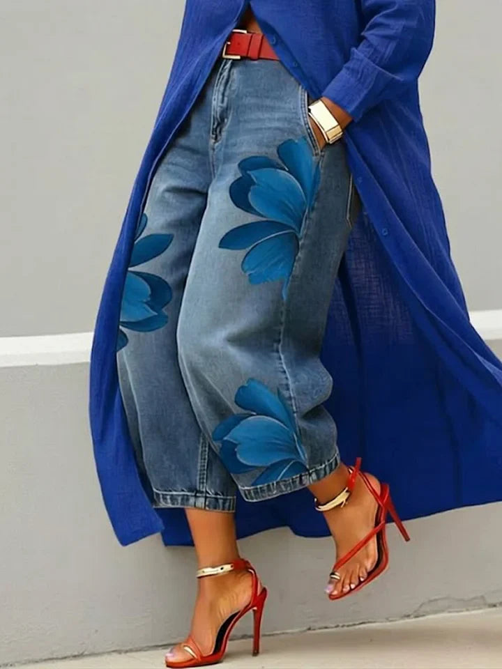 Margot™ | Shirt Dress and Floral Jeans