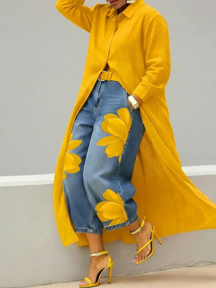 Margot™ | Shirt Dress and Floral Jeans