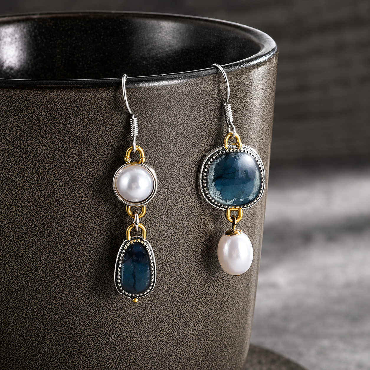 The Cecile | Vintage Pearl & Stone Earrings