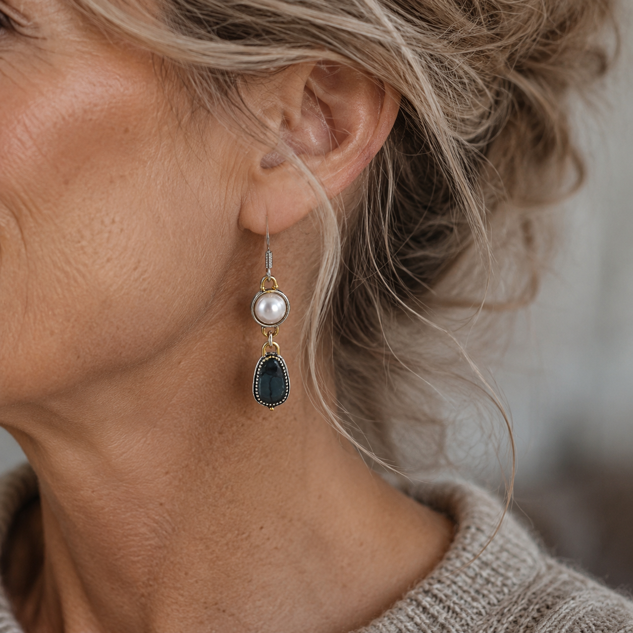 The Cecile | Vintage Pearl & Stone Earrings
