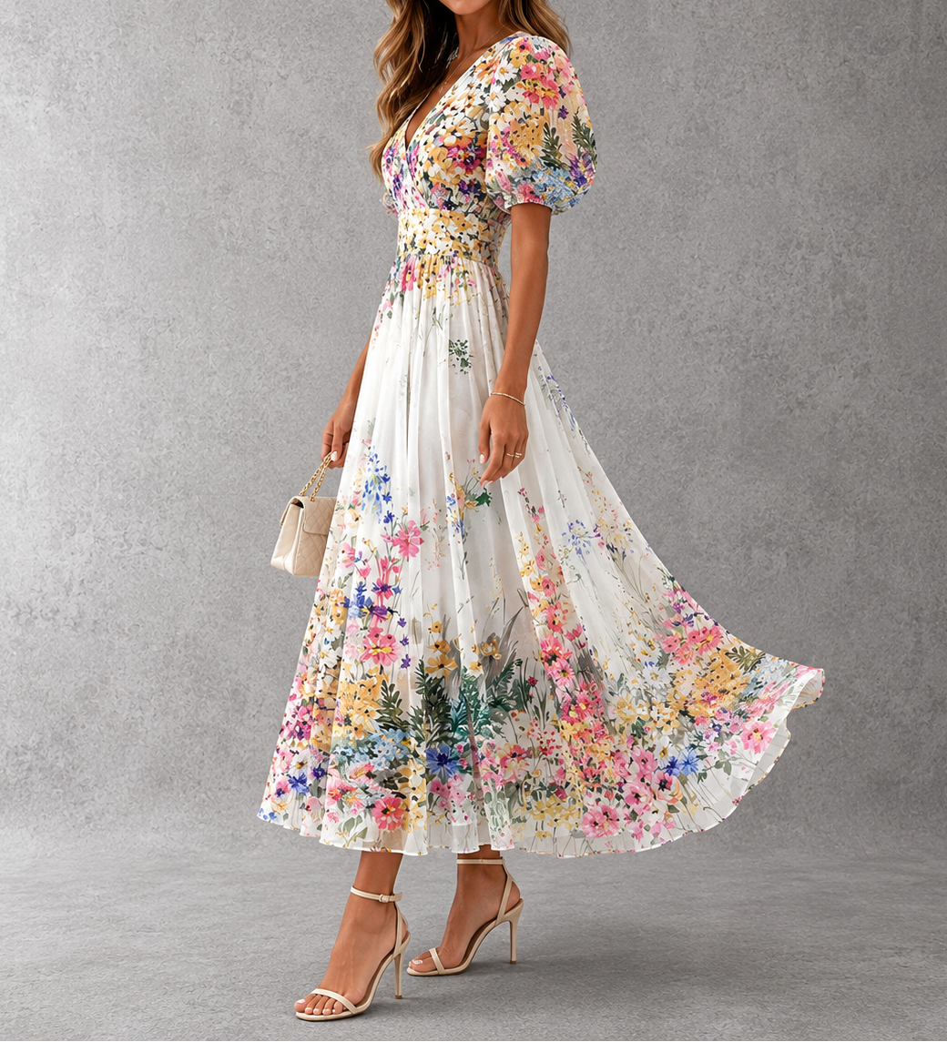 Tanya™ | Short Sleeve Floral Maxi Dress