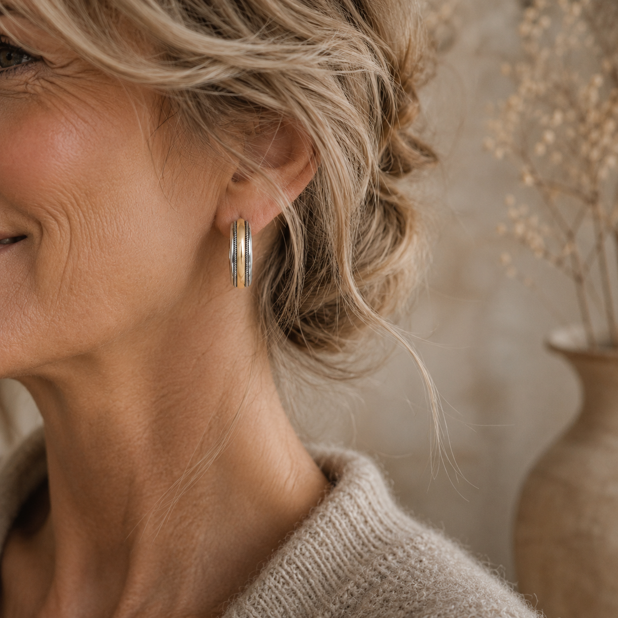 The Simone | Vintage Gold & Silver Hoop Earrings