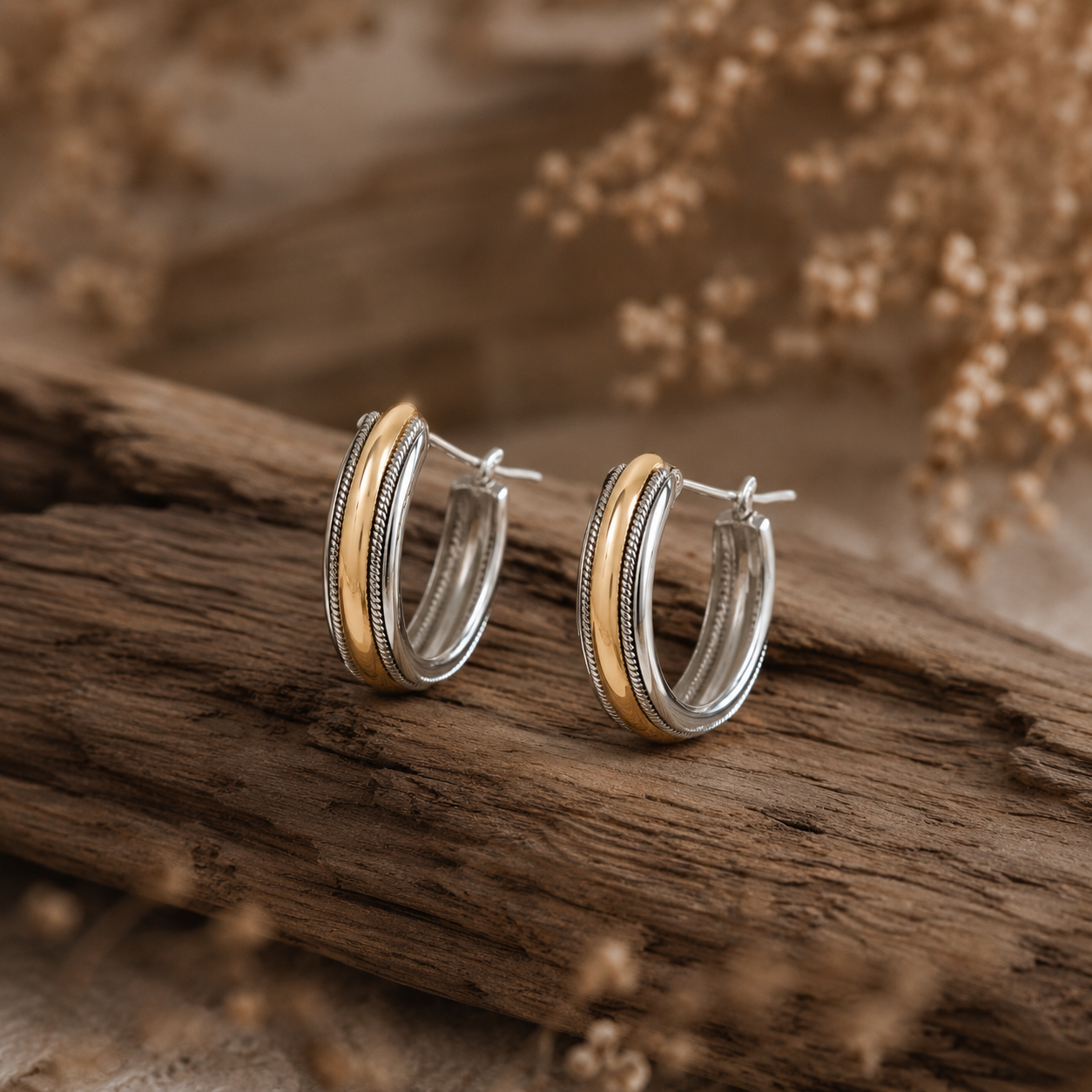 The Simone | Vintage Gold & Silver Hoop Earrings