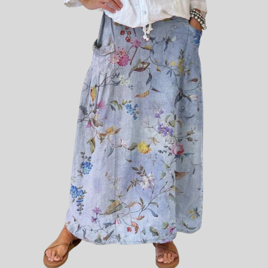 Delphine™ | Blue Print Pocket Skirt