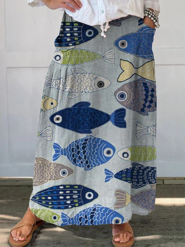Pearl™ | Fish Art Pocket Skirt