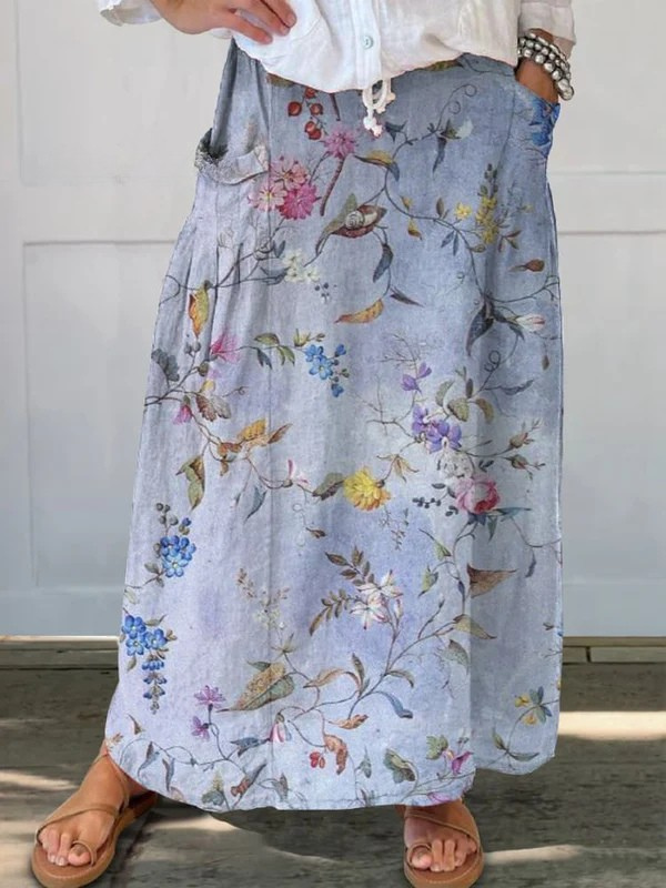Delphine™ | Blue Print Pocket Skirt