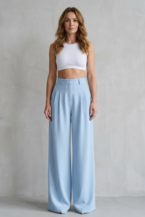 Allegra | High-Rise Pleated Wide-Leg Trousers