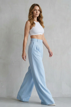 Allegra | High-Rise Pleated Wide-Leg Trousers