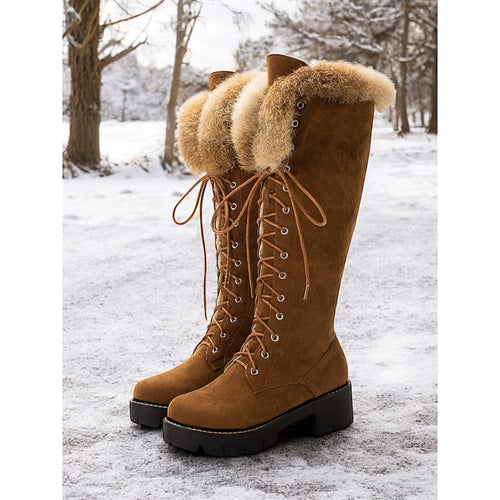 Amaenne | Water-Resistant Lace-Up Knee High Winter Boots