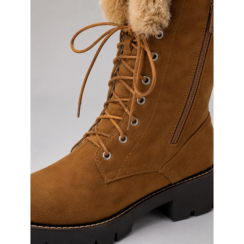 Amaenne | Water-Resistant Lace-Up Knee High Winter Boots