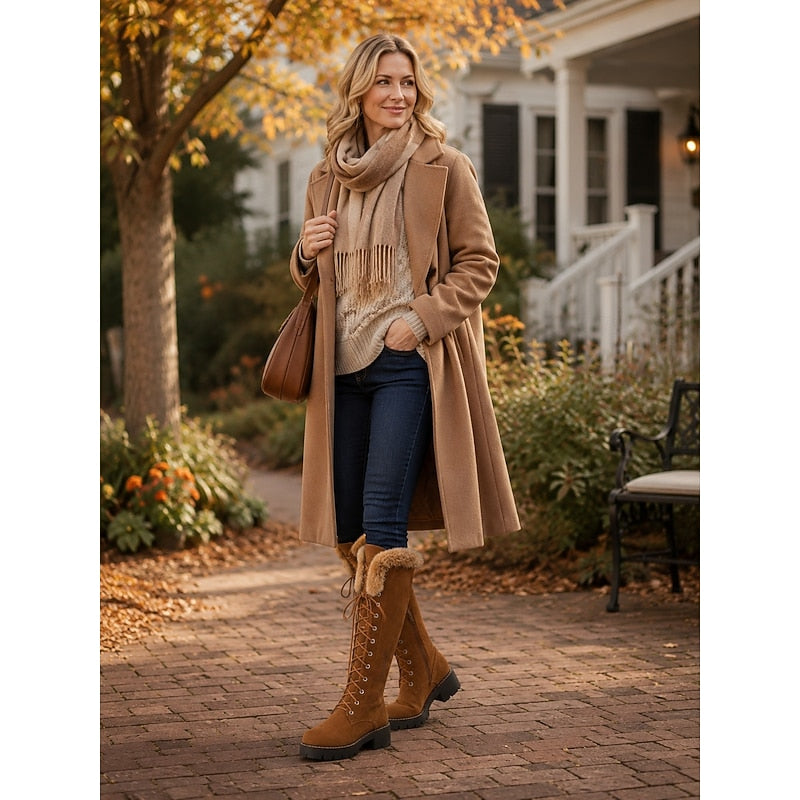 Amaenne | Water-Resistant Lace-Up Knee High Winter Boots